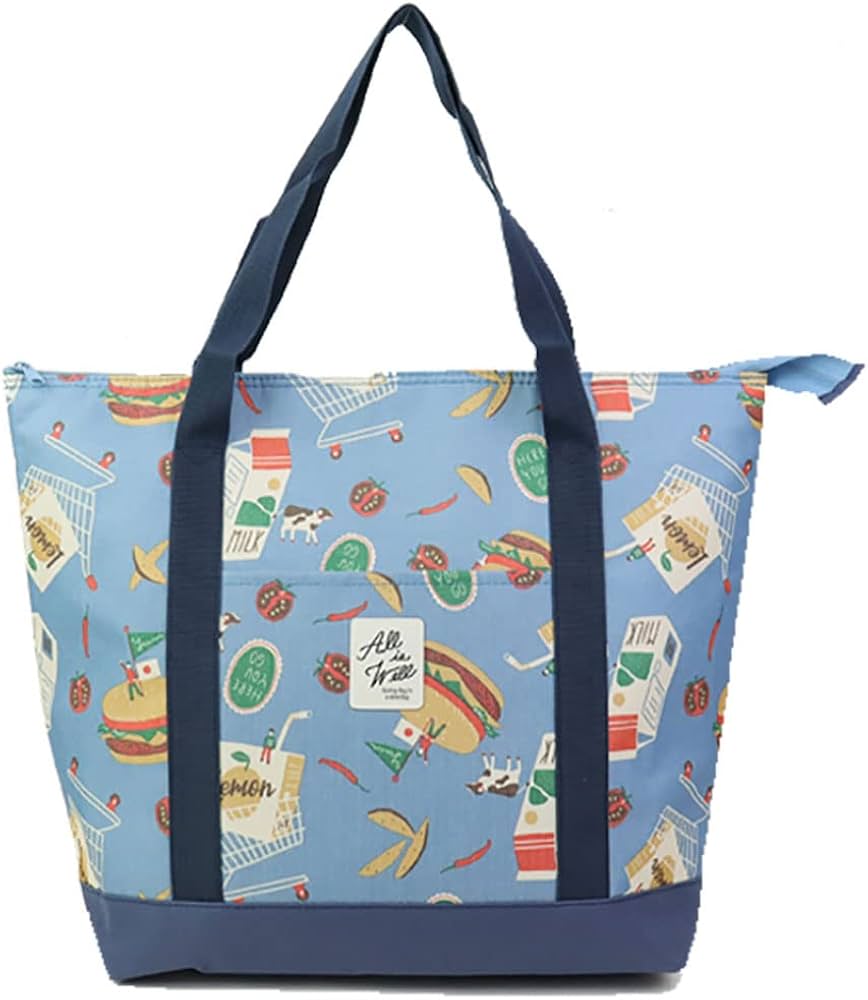 Amazon｜ハンバーガー柄保冷保温トートバッグ(SkyBlue)｜ランチバッグ